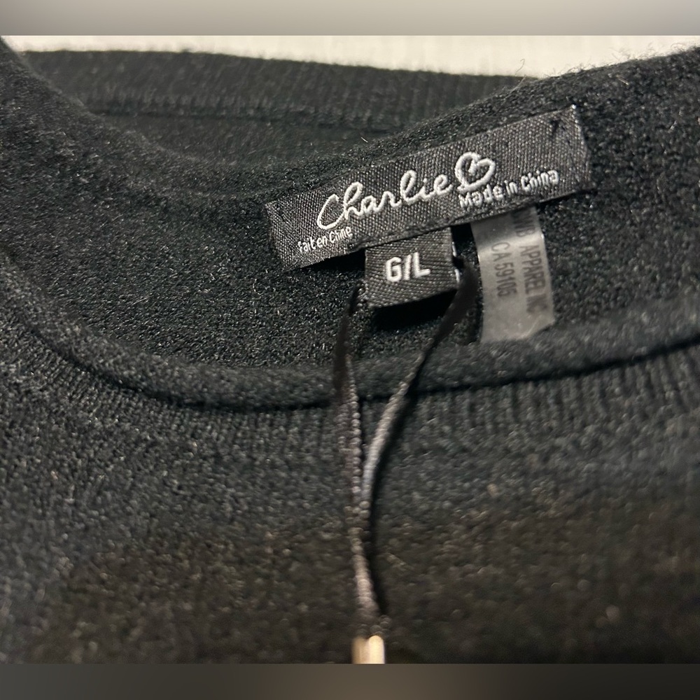 NWT. Charlie B Scribble Design Black Sweater with Colorful Abstract Design - Picture 12 of 12